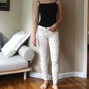 J. Crew Printed White Ankle Skinny Jeans